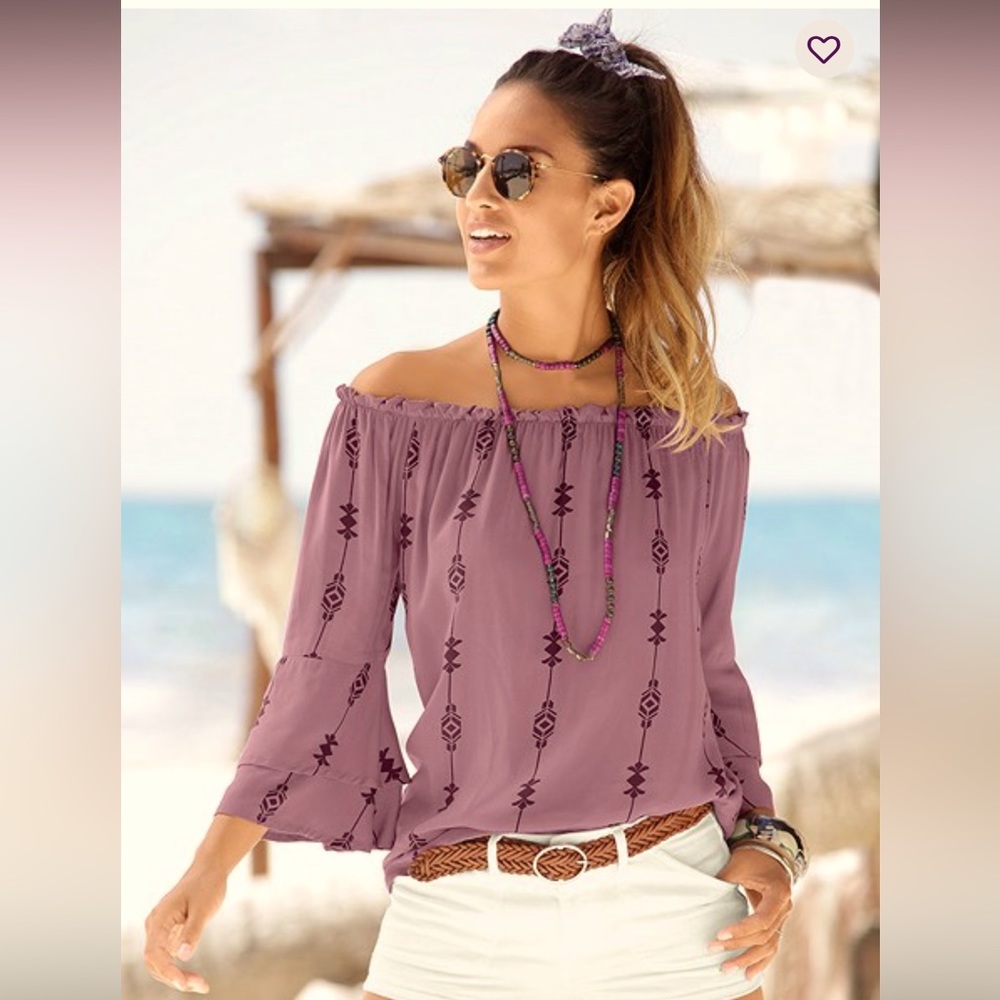 Off-Shoulder Printed Blouse NWT Price Drop